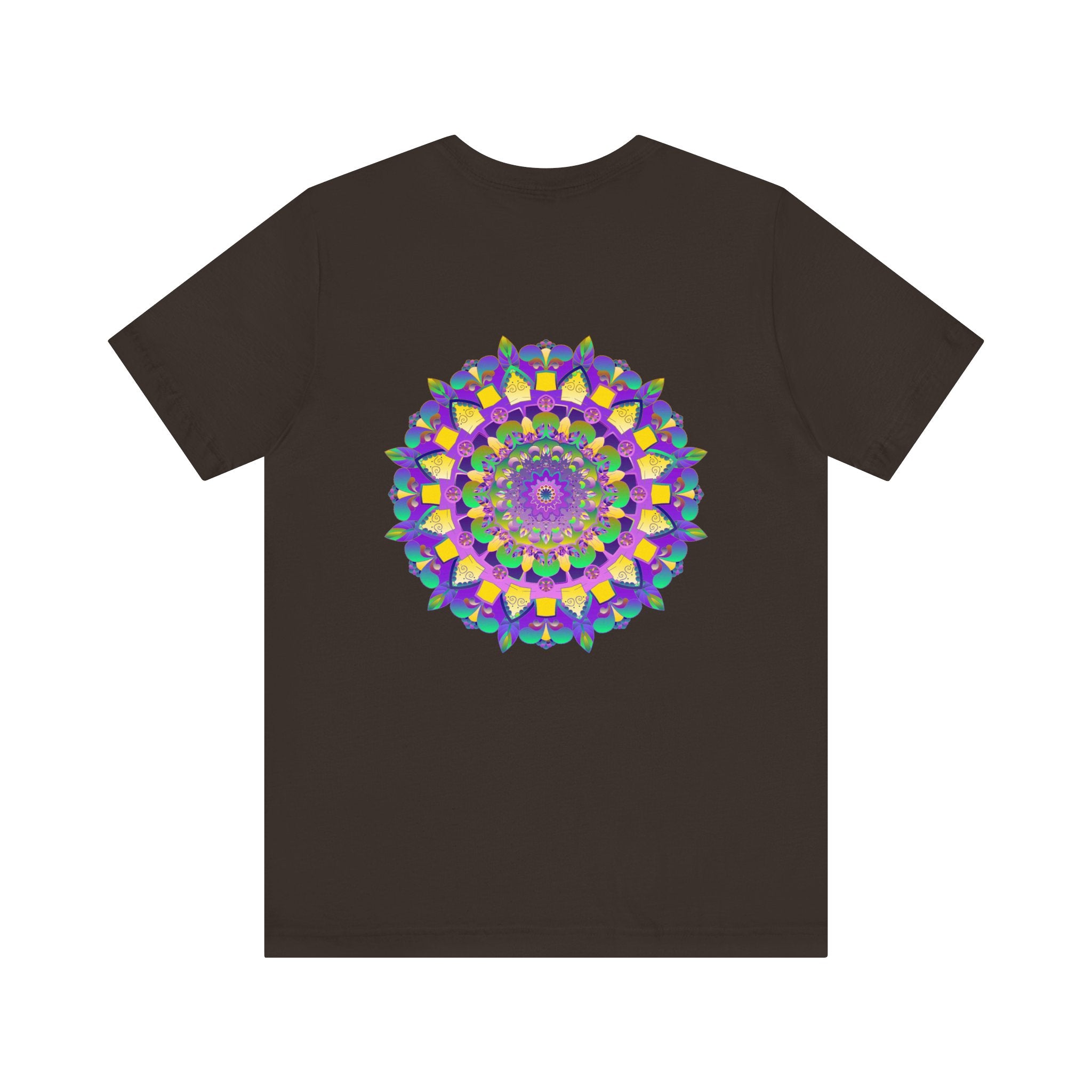 Colorful and intricate mandala design on a tee promoting spiritual peace and harmony