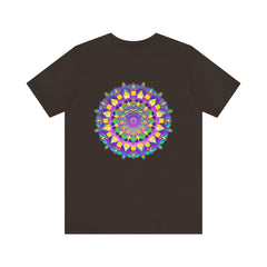 Colorful and intricate mandala design on a tee promoting spiritual peace and harmony