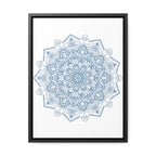 Mandala Handmade Art - Steel Blue Gallery Canvas Wraps Vertical Frame - Mandala Design Wall Art - Unique and Beautiful Handcrafted Steel Blue Mandala Design on Gallery Canvas Wraps, Vertical Frame