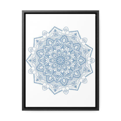 Mandala Handmade Art - Steel Blue Gallery Canvas Wraps Vertical Frame - Mandala Design Wall Art - Unique and Beautiful Handcrafted Steel Blue Mandala Design on Gallery Canvas Wraps, Vertical Frame