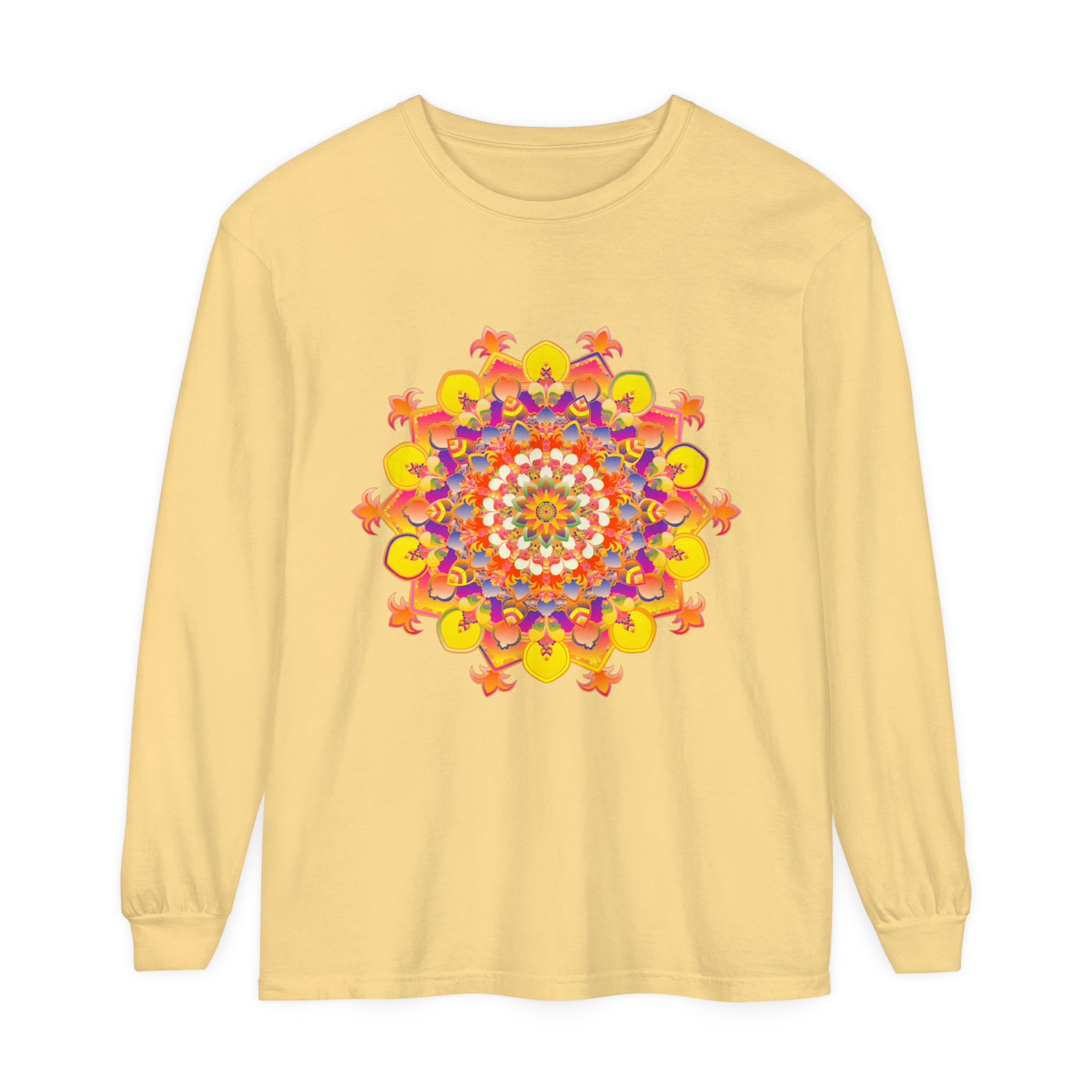 Colorful and intricate mandala design long sleeve t-shirt for men and women