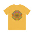 Colorful and intricate mandala design tee promoting spiritual peace and harmony