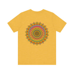 Colorful and intricate mandala design tee promoting spiritual peace and harmony