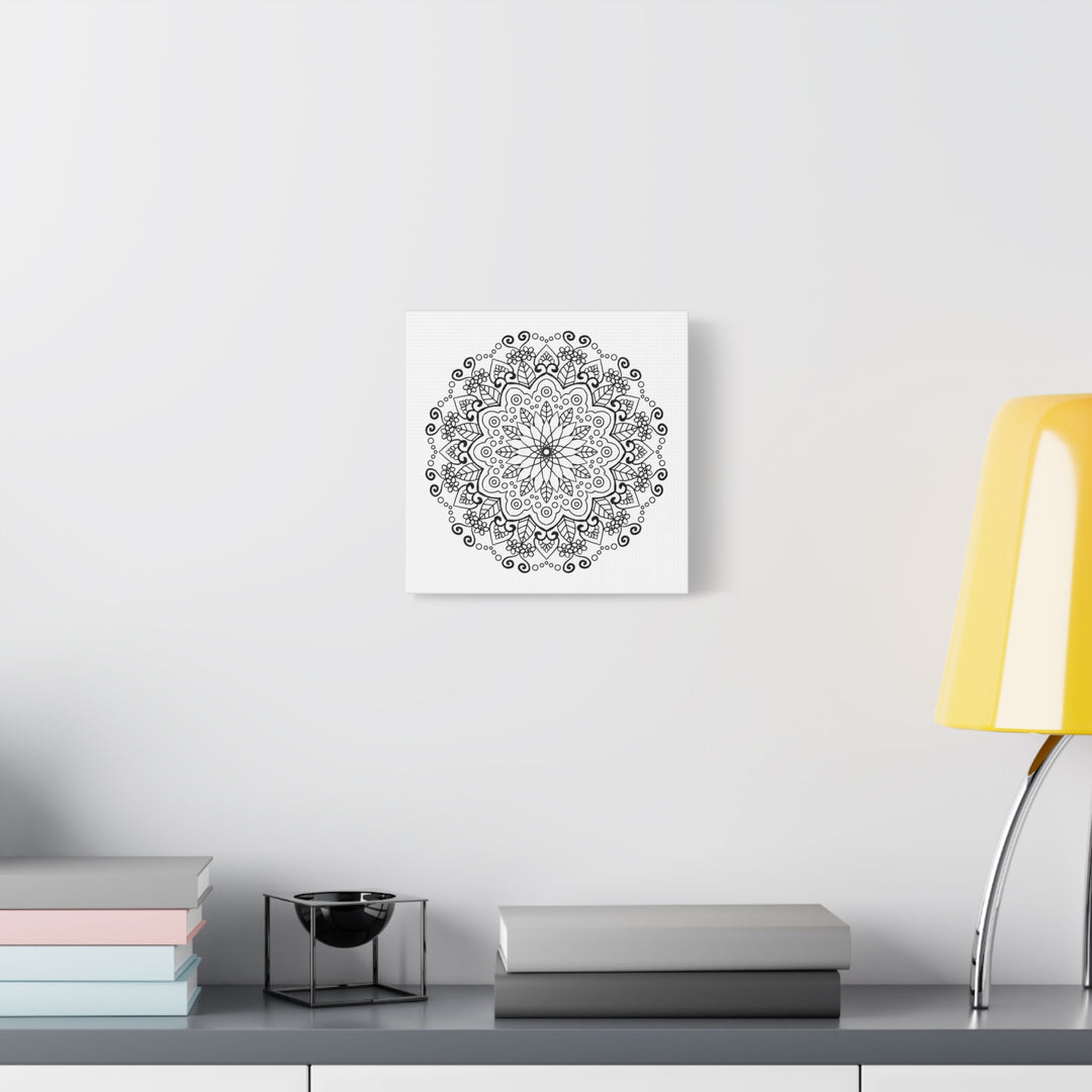 Handmade Mandala Art - Black & White Wall Art - Matte Canvas, Stretched, 125 - Beautiful handcrafted mandala design on high-quality canvas