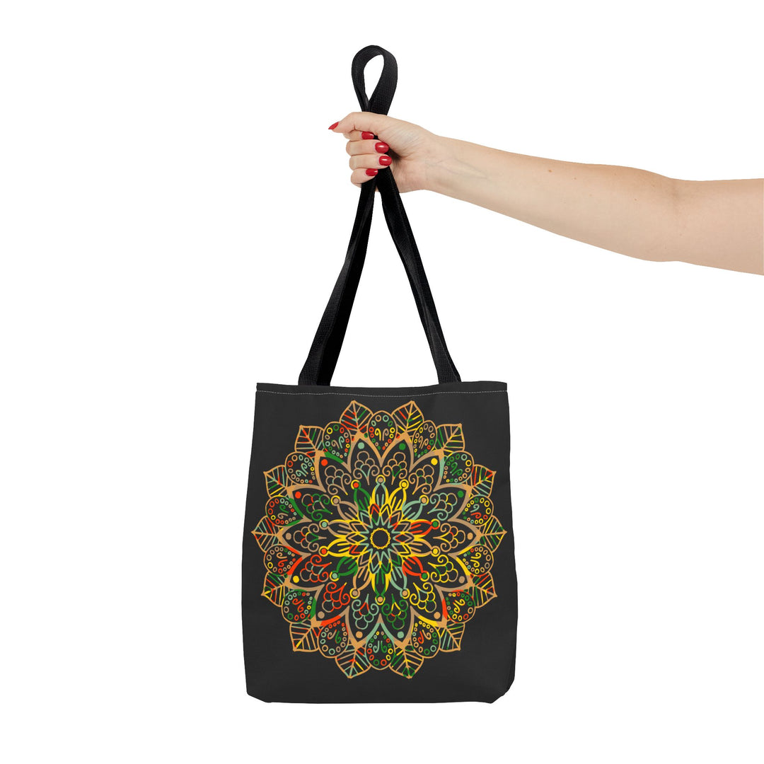 Spacious tote bag adorned with detailed hand-drawn mandala art