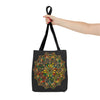 Spacious tote bag adorned with detailed hand-drawn mandala art