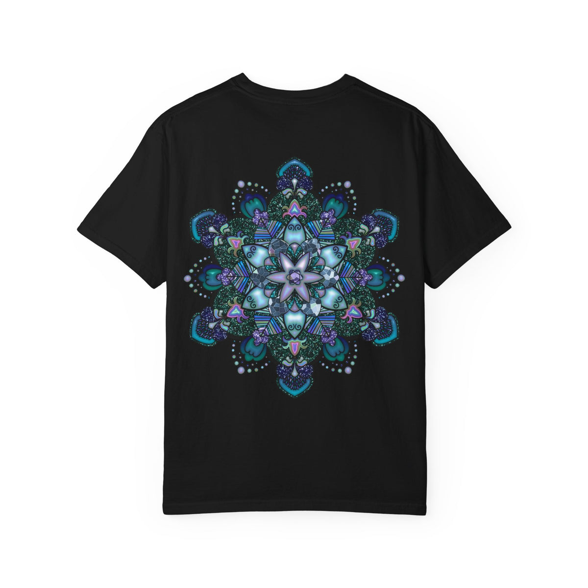 Mandala T-Shirt – Blue Purple Boho Geometric Floral Design
