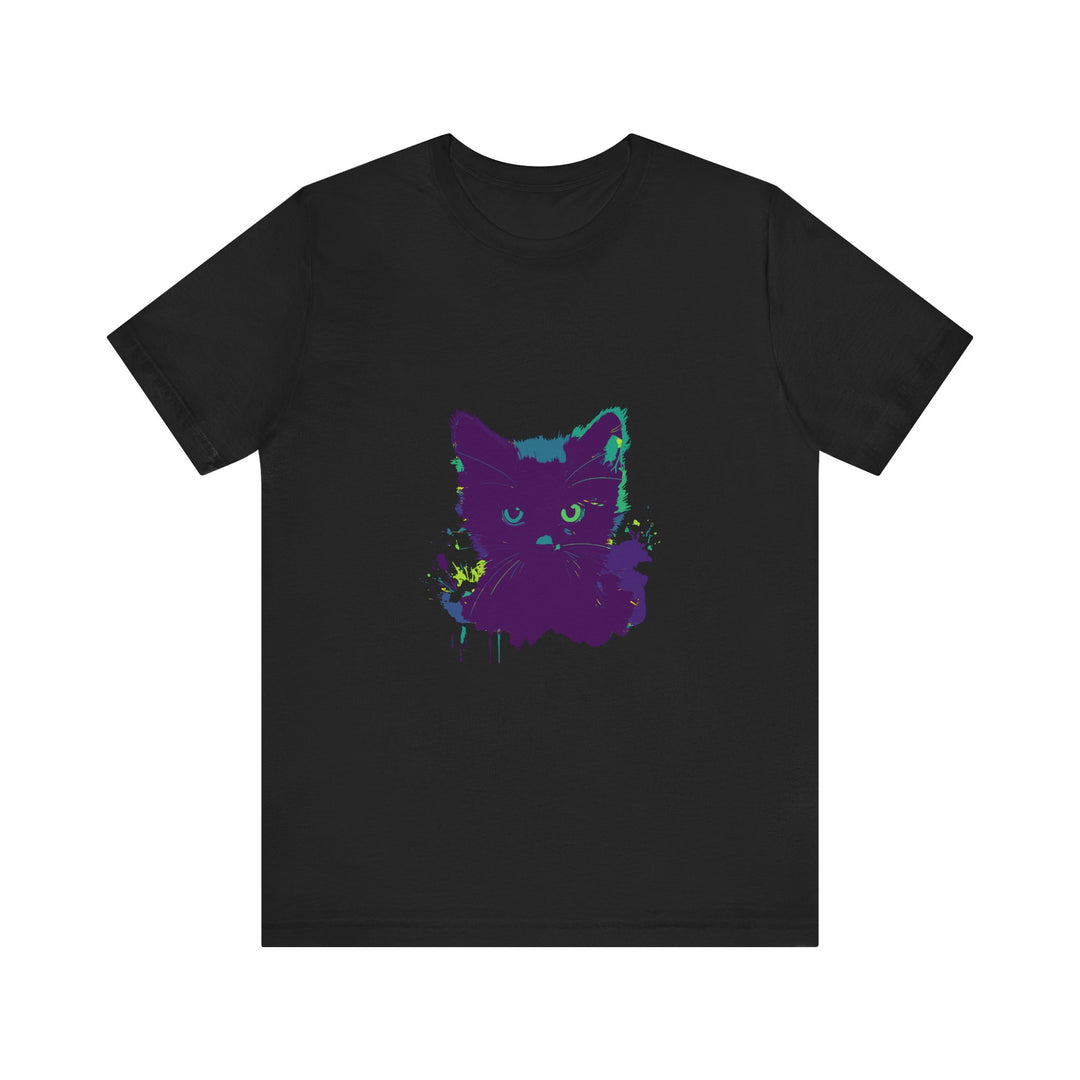 Black Cat Mystery Watercolor T-Shirt - a stylish and unique watercolor design featuring a mysterious black cat, perfect for cat lovers and art enthusiasts