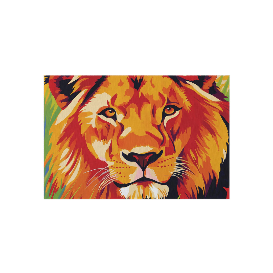 Lion Face Outdoor Rug – Vibrant Wildlife Doormat for Patio &amp; Porch