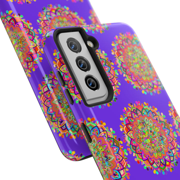 Detailed hand-drawn purple mandala art phone case for iPhone X, XS