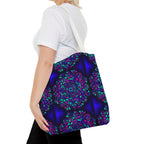 Kaleidoscope Mandala Tote Bag — Vibrant Neon Floral Pattern