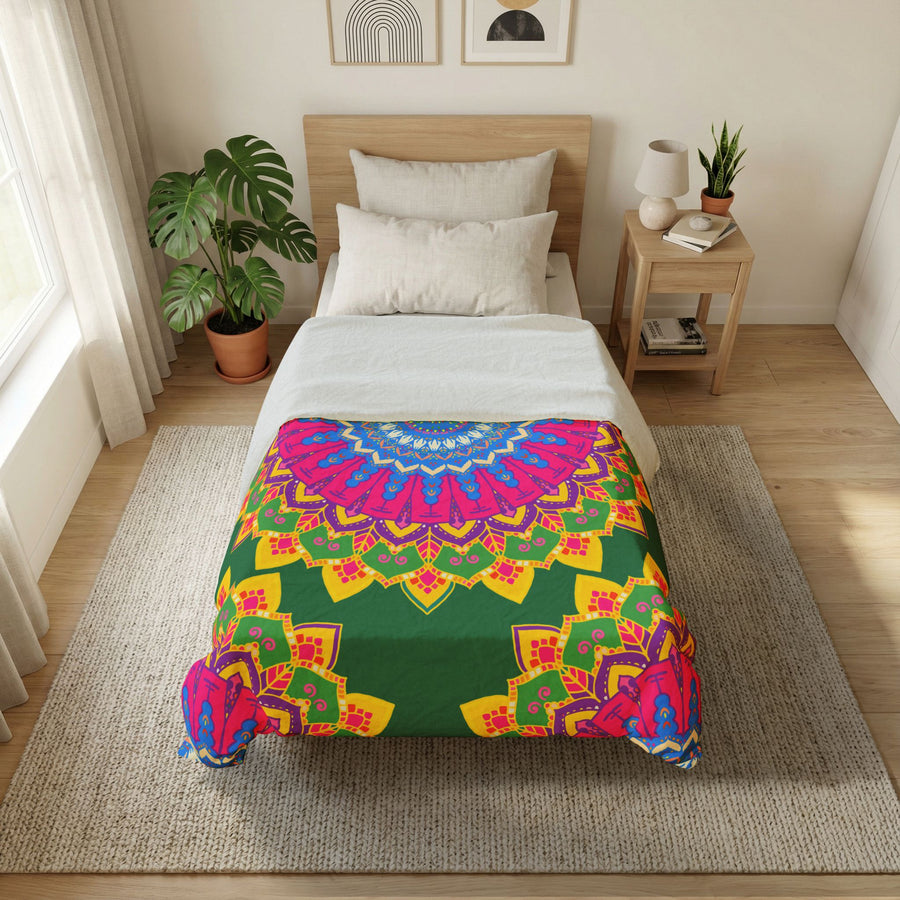 Copripiumino in cotone con mandala bohémien