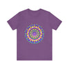 Vibrant Mandala Tee featuring intricate design in shades of blue and purple, evoking feelings of peace and harmony