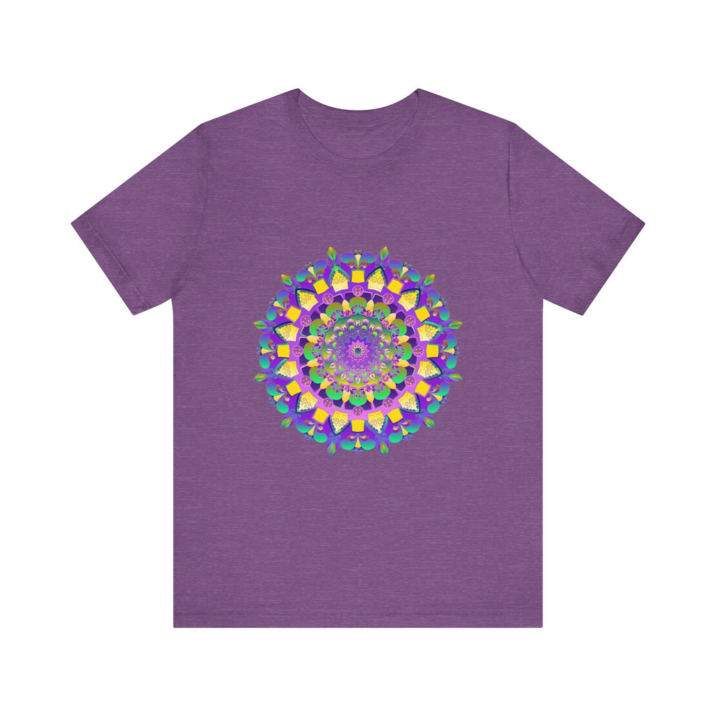 Vibrant Mandala Tee featuring intricate design in shades of blue and purple, evoking feelings of peace and harmony