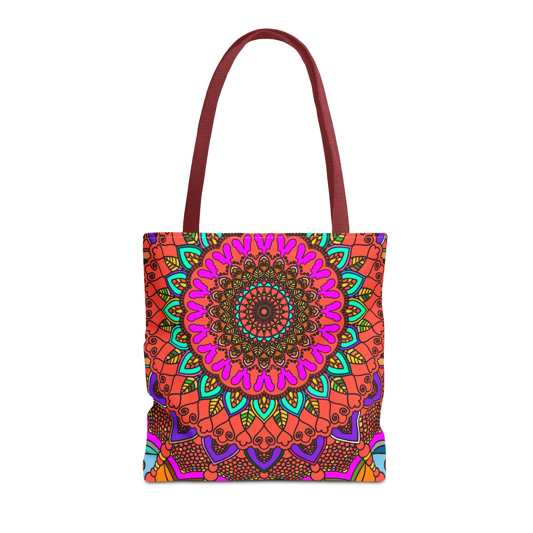Borsa tote con mandala colorati – Stampa all-over in stile boho psichedelico
