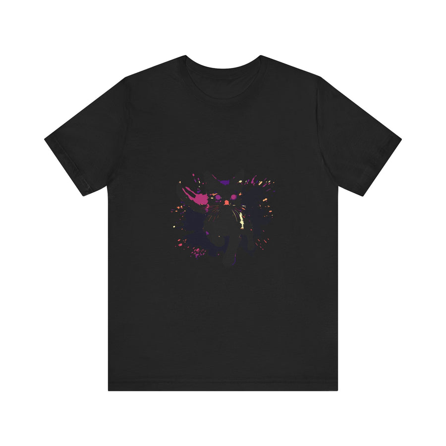 Black Cat Mystery T-Shirt featuring a bold and colorful design with a mysterious feline