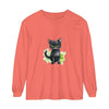 Black Cat Watercolor Long Sleeve T-Shirt featuring a realistic watercolor design