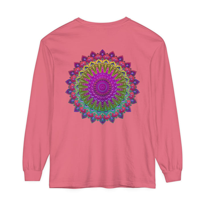 Vibrant Mandala Unisex Long Sleeve T-Shirt Featuring Exquisite Mandala Design