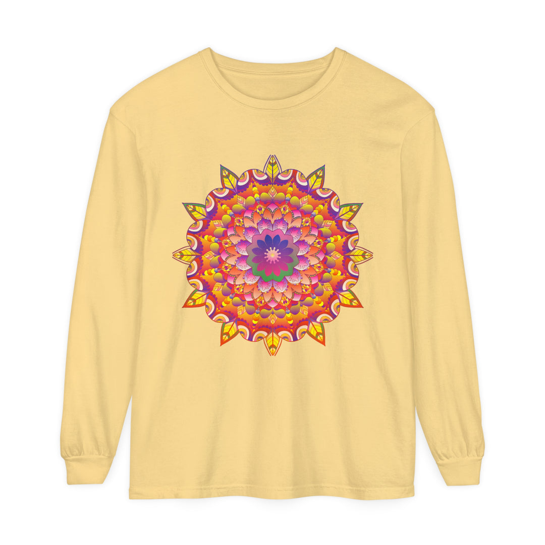 Colorful mandala design long sleeve t-shirt for both men and women