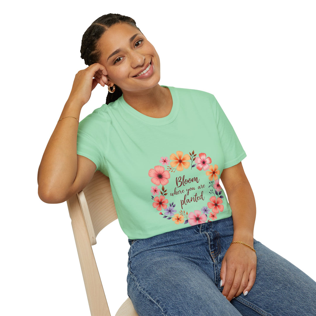 Beautiful floral mandala quote t-shirt with intricate design and vibrant colors