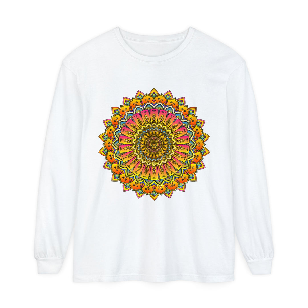 Colorful and intricate mandala design long sleeve t-shirt for men and women