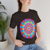 Colorful Mandala T-Shirt featuring intricate psychedelic art design in vibrant colors