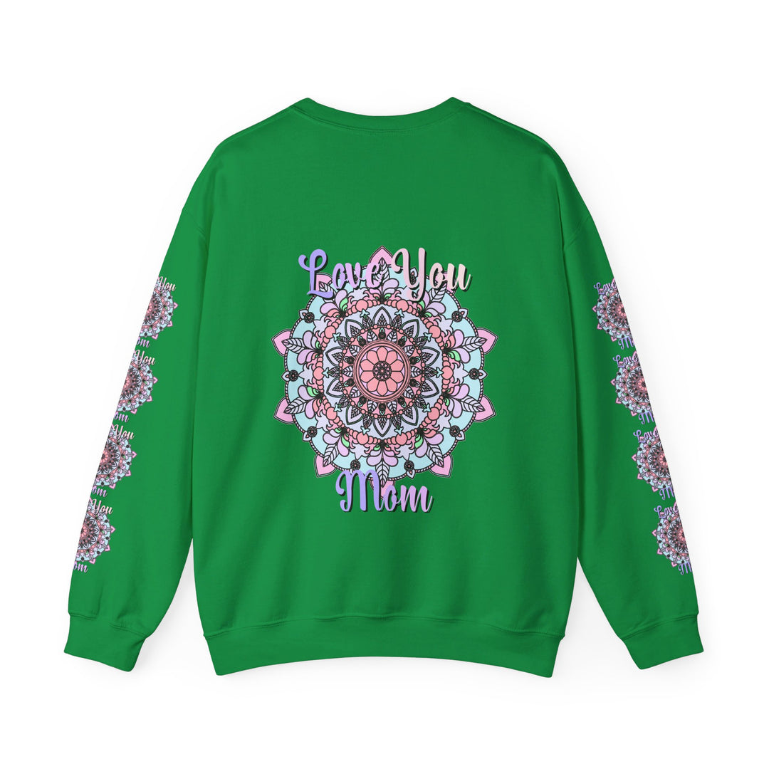 Cozy and stylish unisex crewneck sweatshirt featuring 'Love You Mom' design