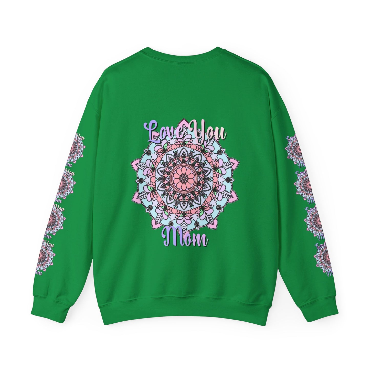 Cozy and stylish unisex crewneck sweatshirt featuring 'Love You Mom' design