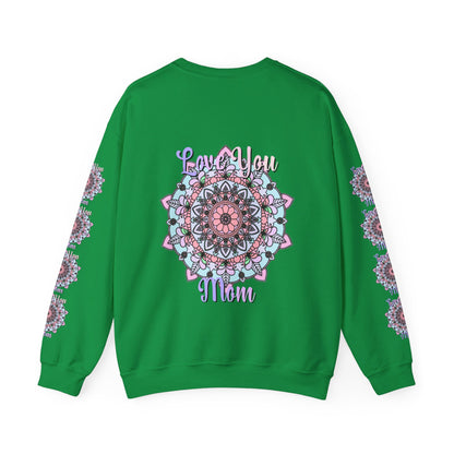 Cozy and stylish unisex crewneck sweatshirt featuring 'Love You Mom' design