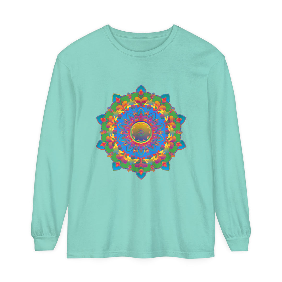 Colorful and detailed mandala design long sleeve t-shirt for women