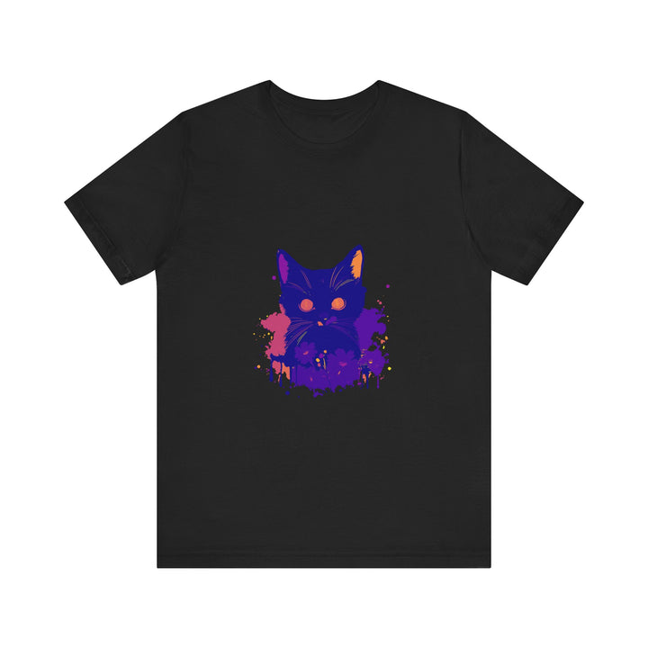 Black Cat Mystery - Abstract Art T-Shirt: A stylish and unique t-shirt featuring an abstract black cat design