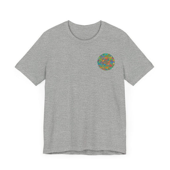 A beautiful and vibrant mandala design t-shirt representing spiritual peace and harmony