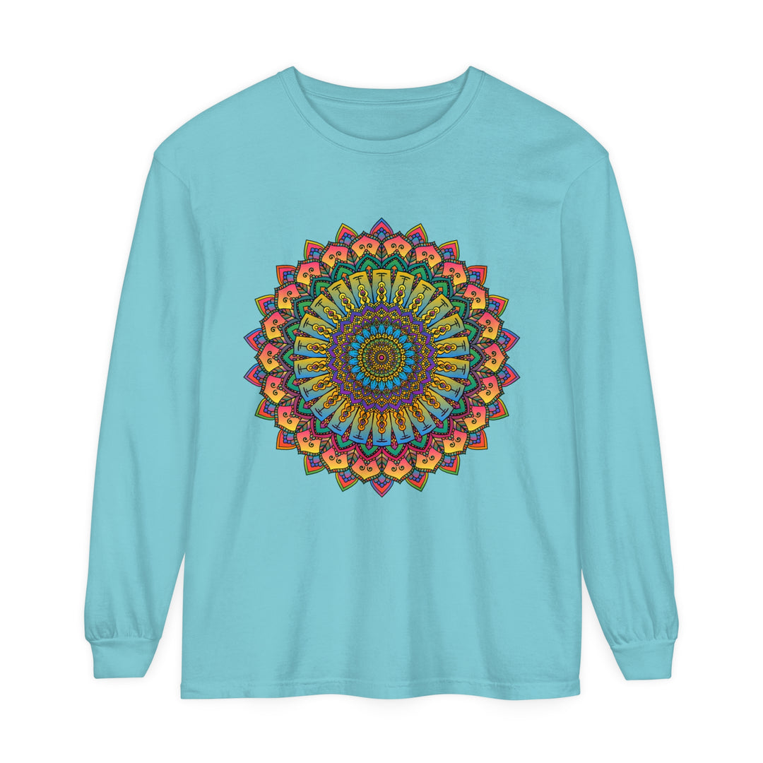 Intricate Mandala Unisex Long Sleeve T-Shirt with vibrant, detailed design