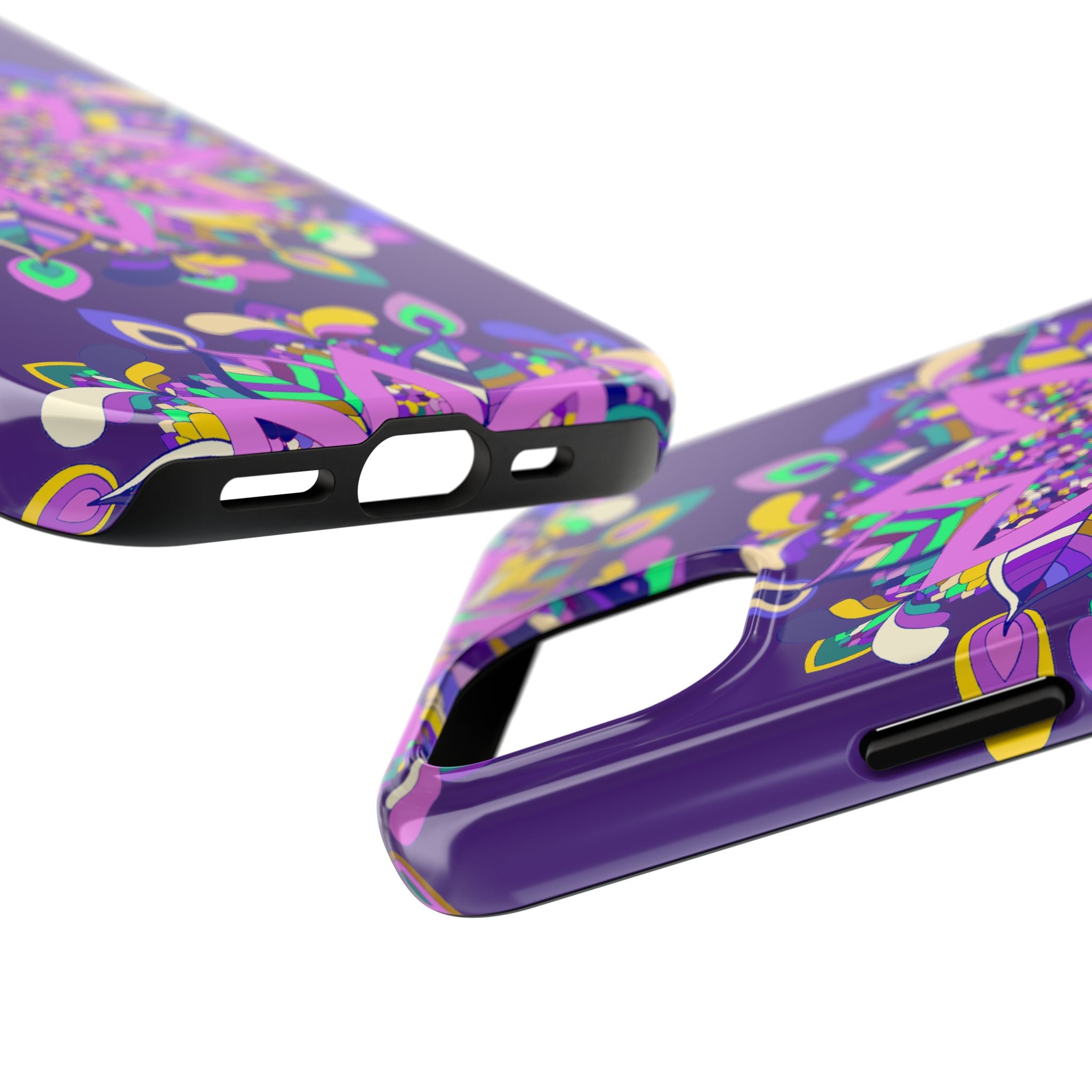 Hand drawn purple Mandala Art phone case designed for iPhone X/XS