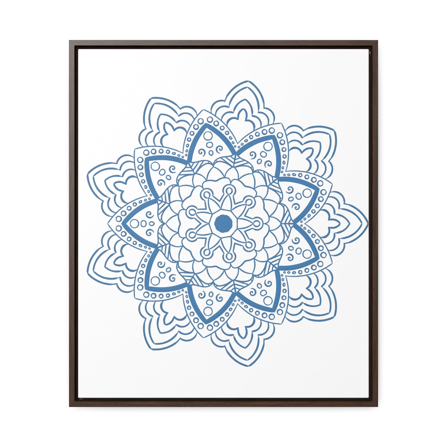 Beautiful steel blue mandala handmade art on gallery canvas wraps