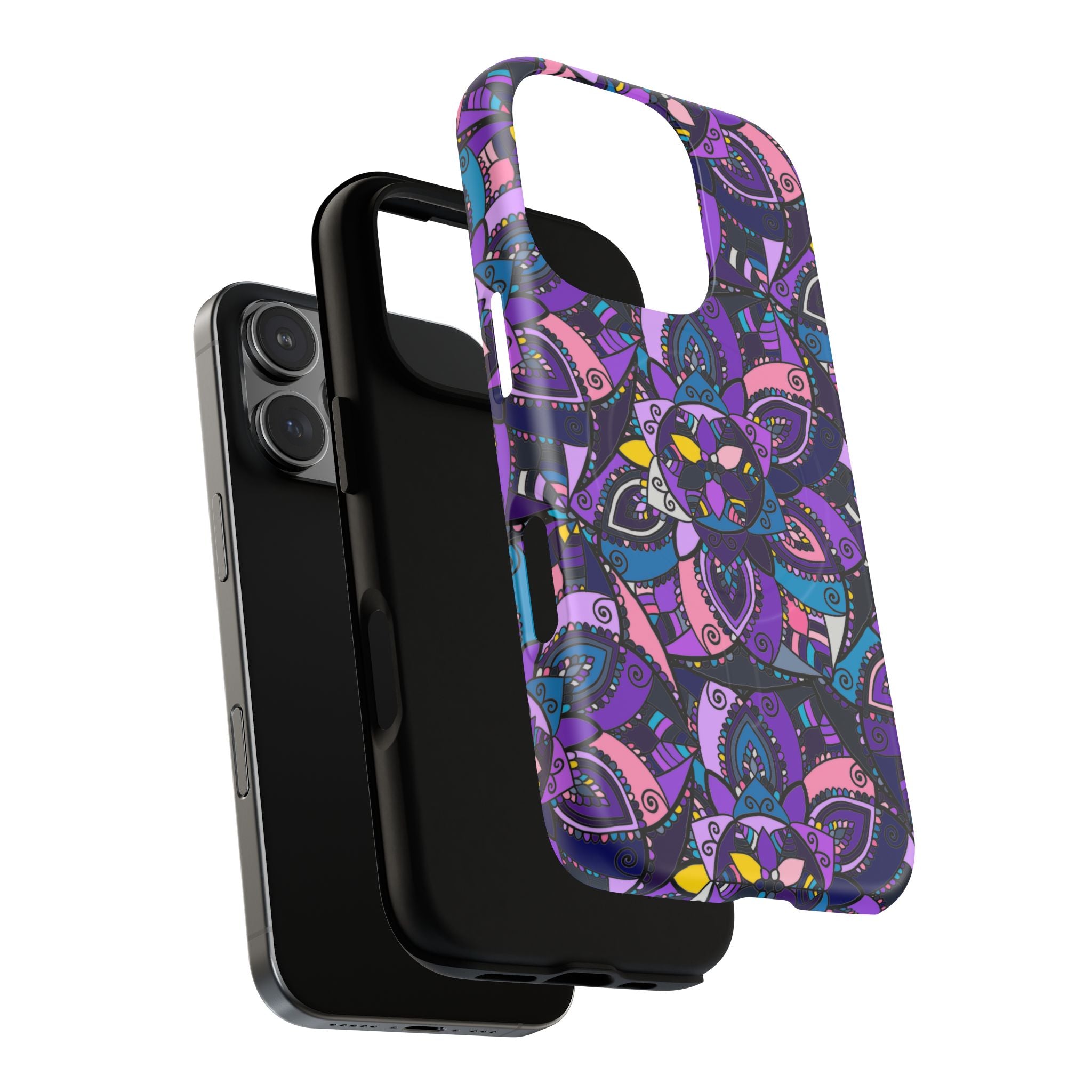 Magnetic Phone Case — Purple Mandala Floral Tough Case