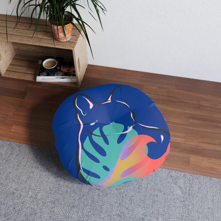 Minimalist Double-Exposure Cat Floor Pillow Cushion
