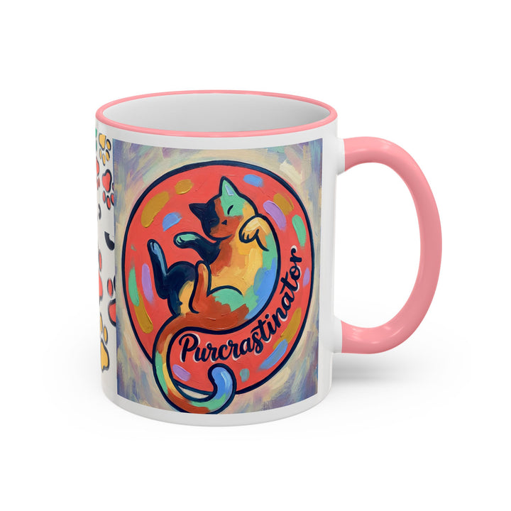 Colorful Paw Print Pet Lover Accent Rim Mug (11oz/15oz)