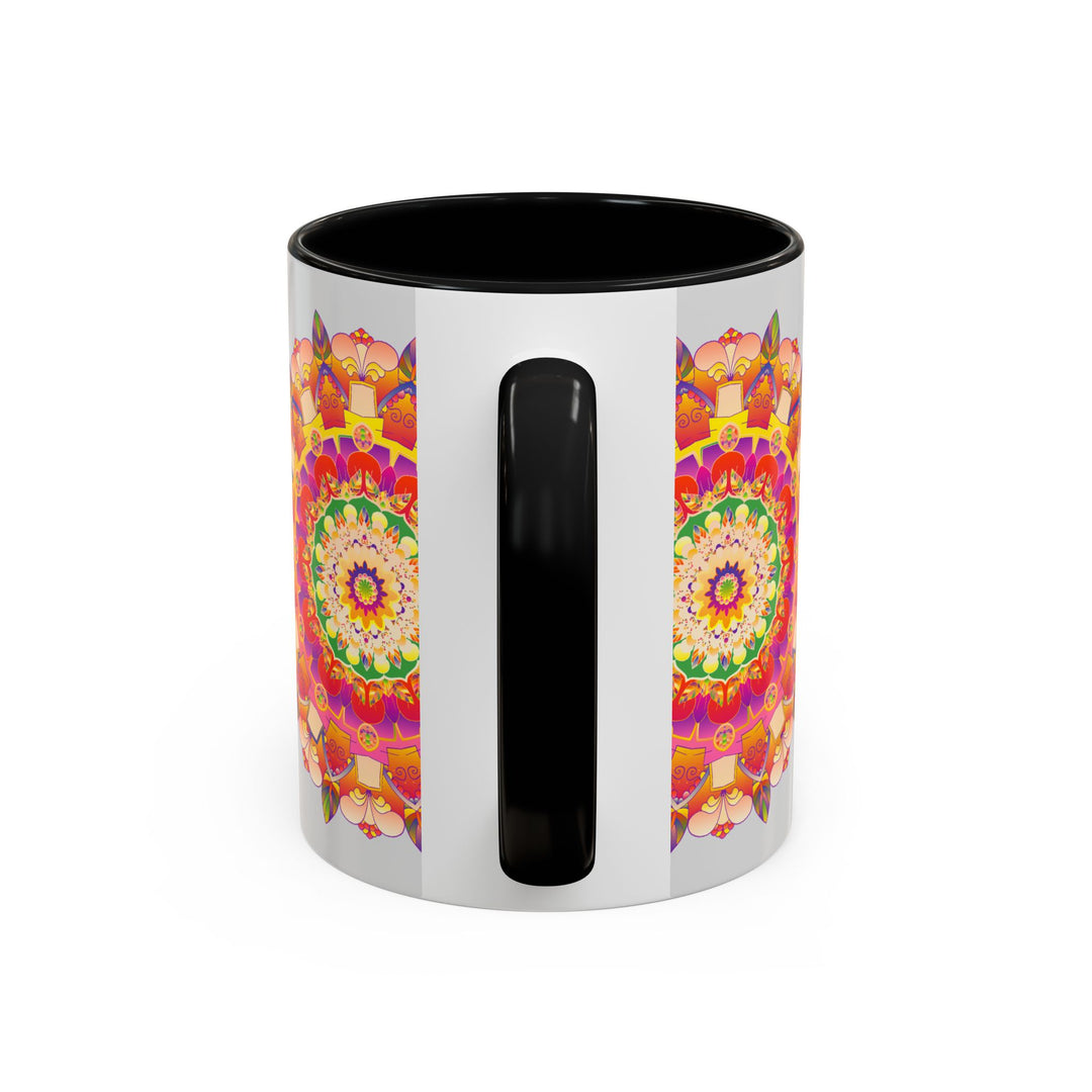 Ceramic mug featuring vibrant and calming mandala art