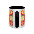 Ceramic mug featuring vibrant and calming mandala art
