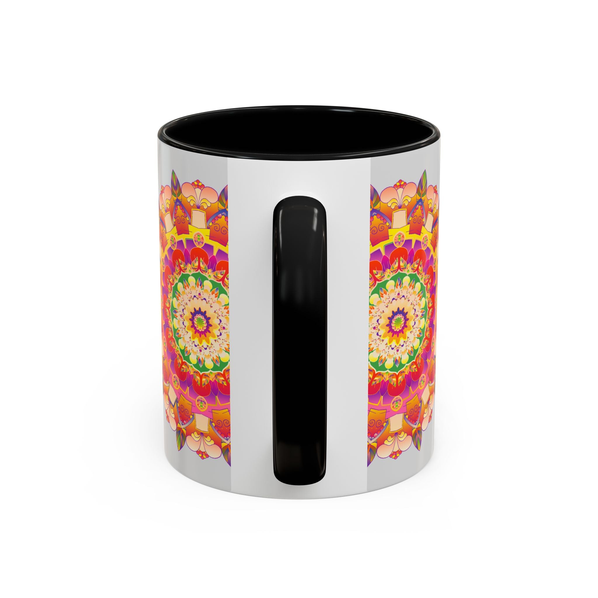 Ceramic mug featuring vibrant and calming mandala art