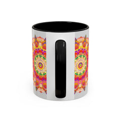 Ceramic mug featuring vibrant and calming mandala art