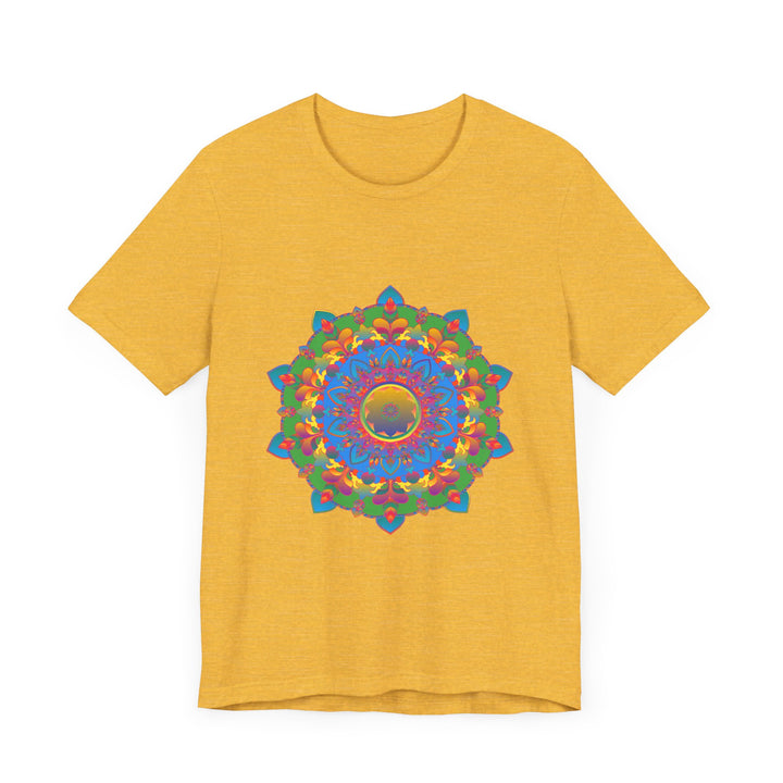 Colorful mandala t-shirt with intricate and vibrant design, perfect for adding a pop of color to your wardrobe