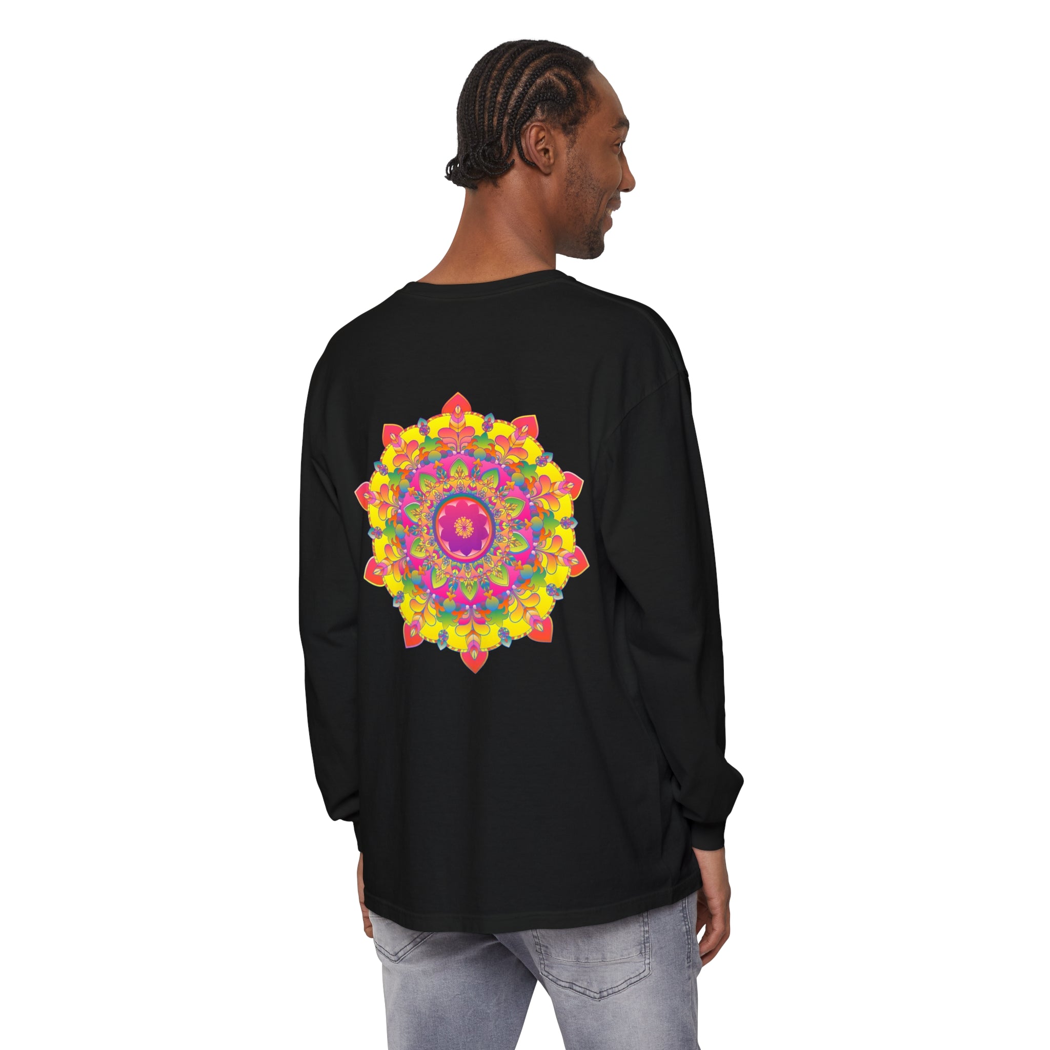 Colorful and intricate mandala design long sleeve t-shirt for women