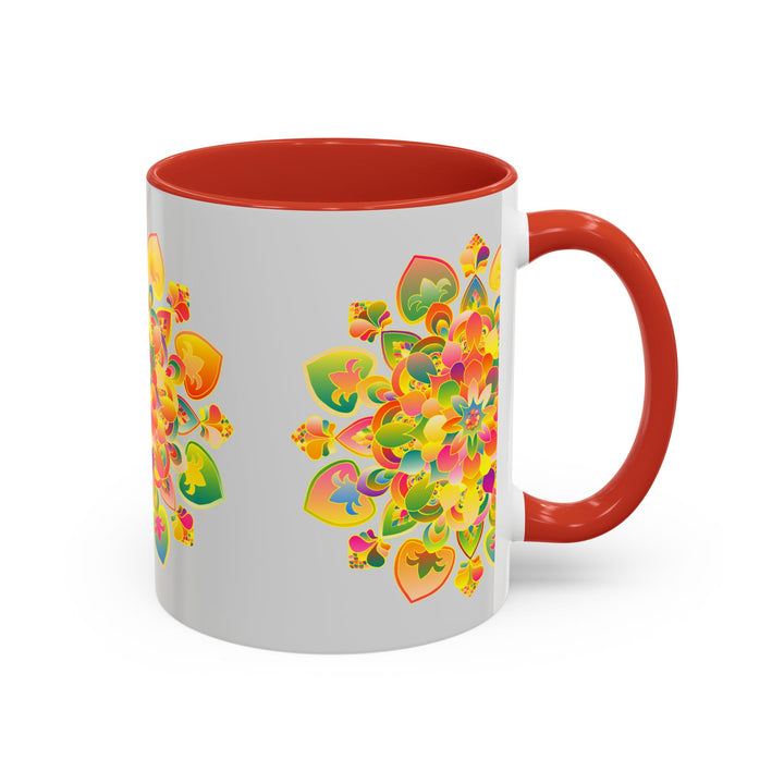 Vibrant Mandala Art Mug featuring a colorful floral design with intricate details