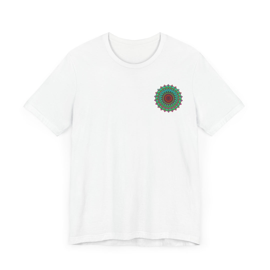 A beautiful and colorful vibrant mandala tee representing spiritual peace and harmony for a peaceful and stylish look