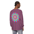 Vibrant and eye-catching long sleeve unisex t-shirt with colorful mandala design