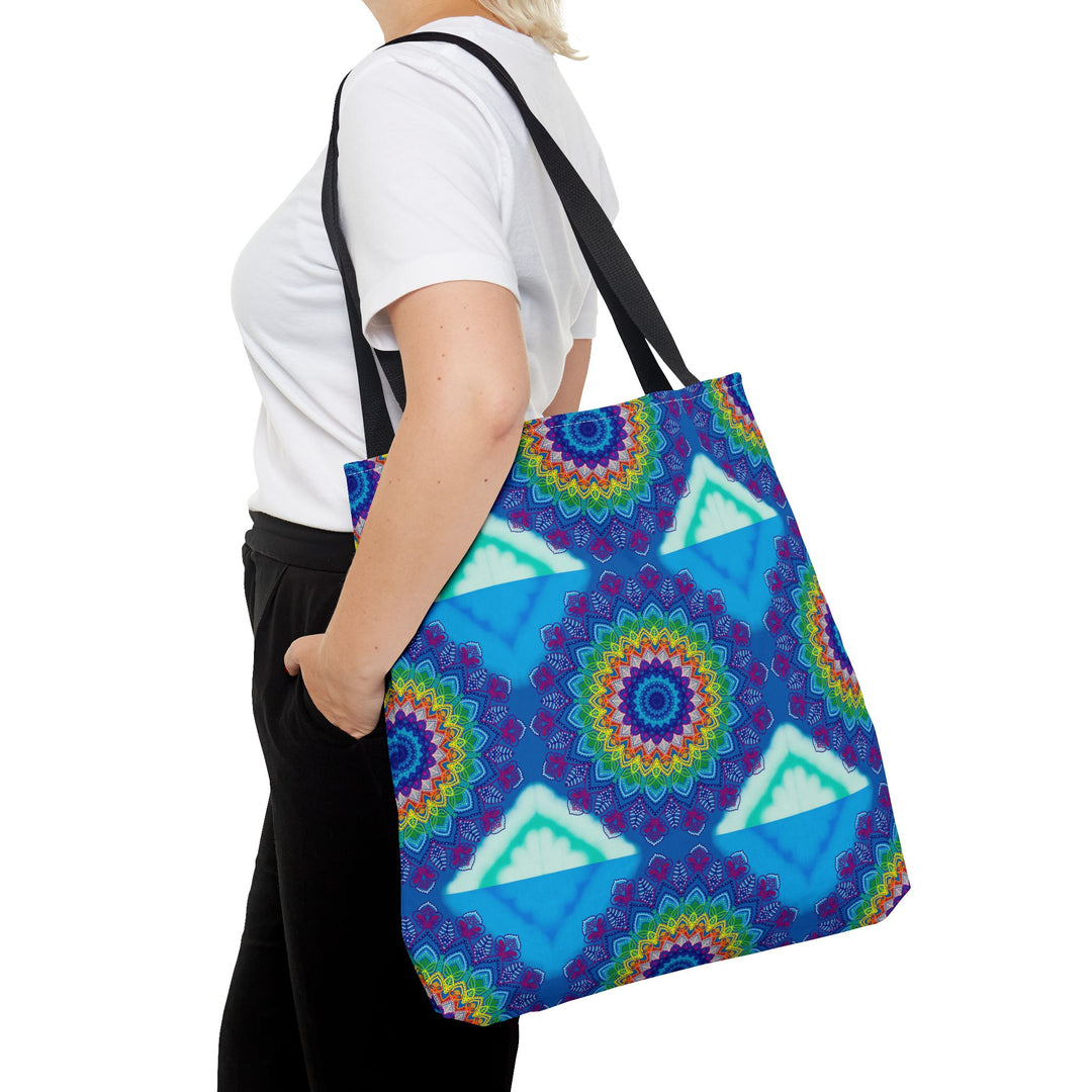 Vibrant and intricately designed colorful mandala tote bag for stylish and functional everyday use