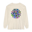 Colorful and intricate mandala design on a long sleeve t-shirt