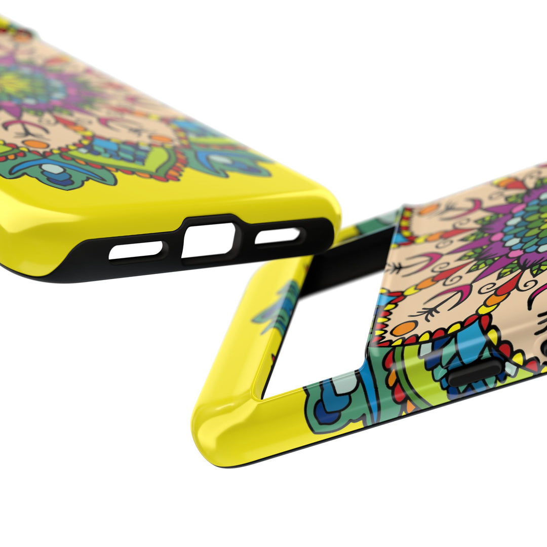 Intricate Floral Yellow Phone Case for Bold Protection and Style